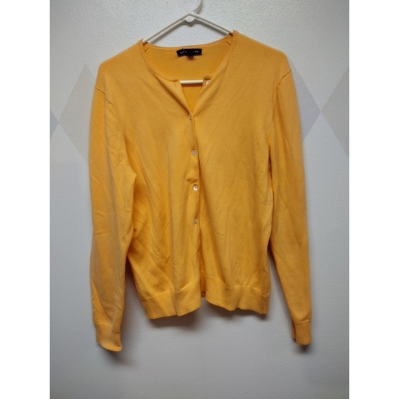 Lands' End Women's Yellow Cardigan Sweater - Picture 1 of 8